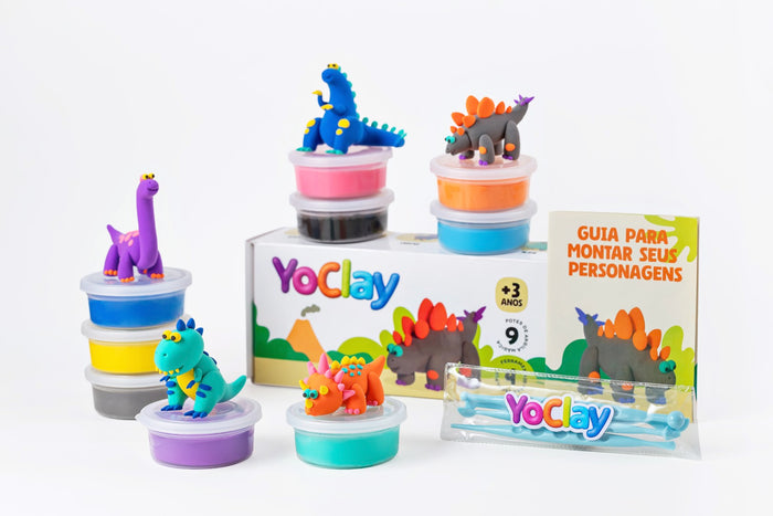 Yoclay Box 9 Cores - Coleção Dinossauros