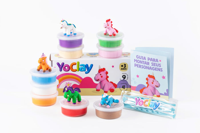 Yoclay Box 9 Cores - Coleção Unicórnios