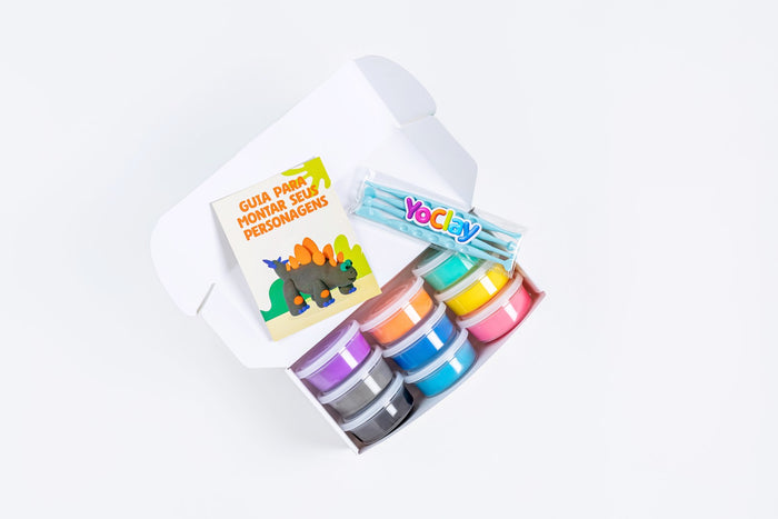 Yoclay Box 9 Cores - Coleção Dinossauros