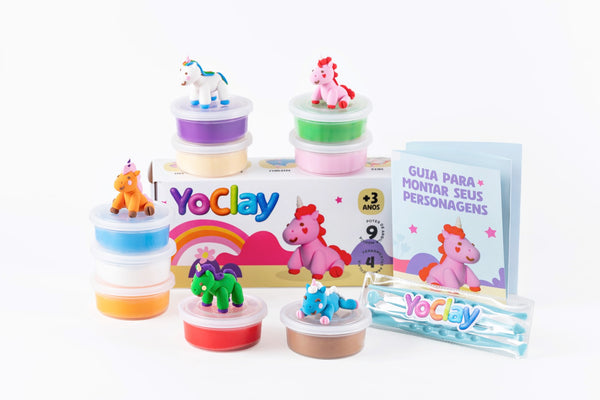 Yoclay Box 9 Cores - Coleção Unicórnios